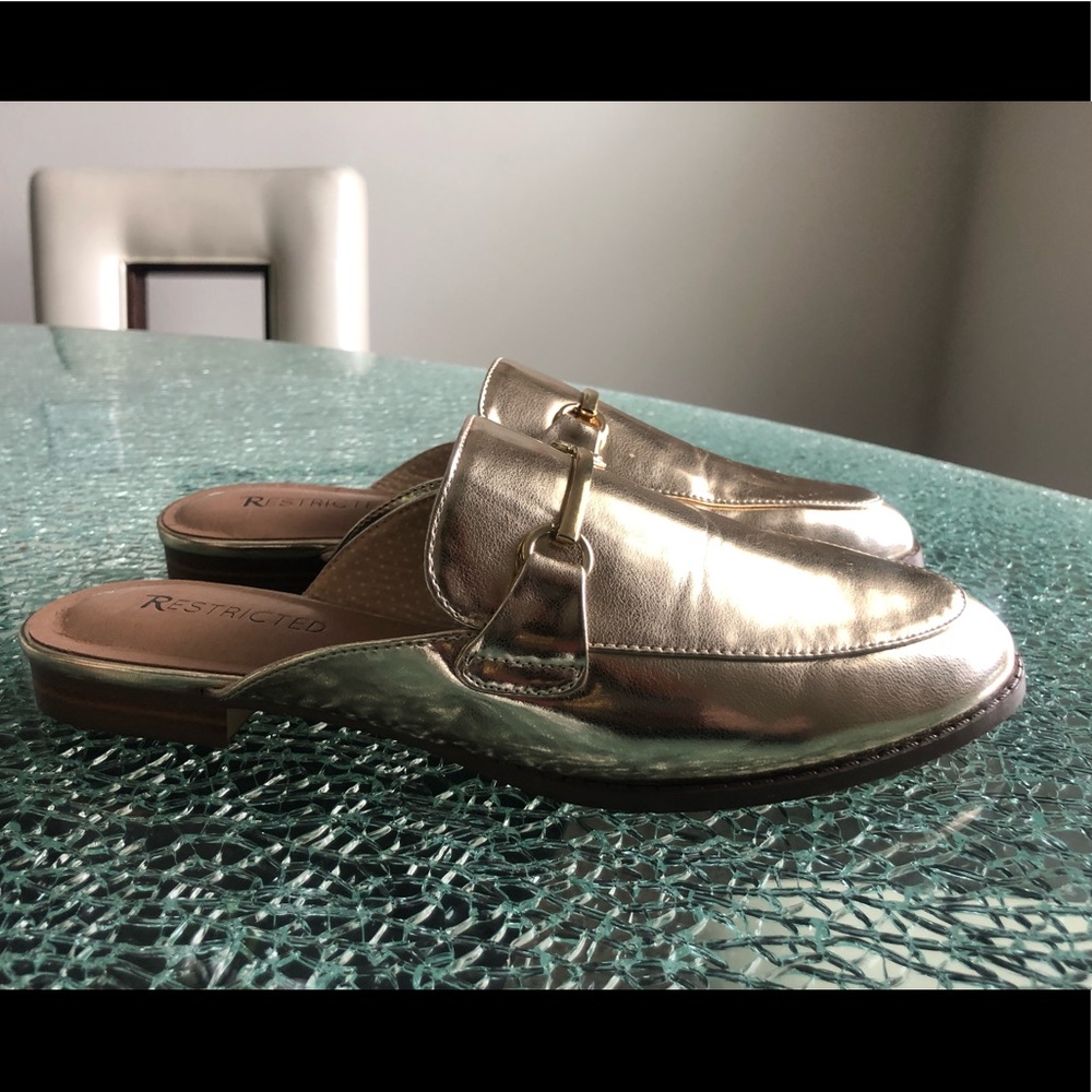 Gold loafers